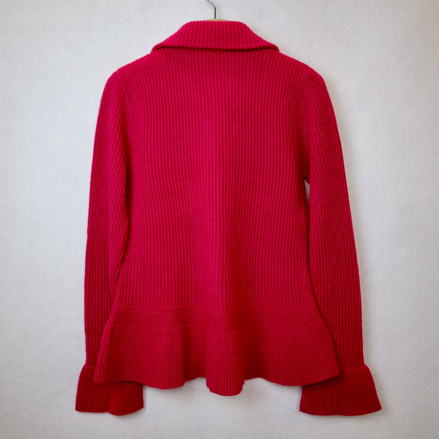 Red Pink Slim Fit Cardigan with Bell Shaped Sleeves