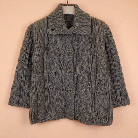 Cedar Brown Cable-Knitted Cardigan