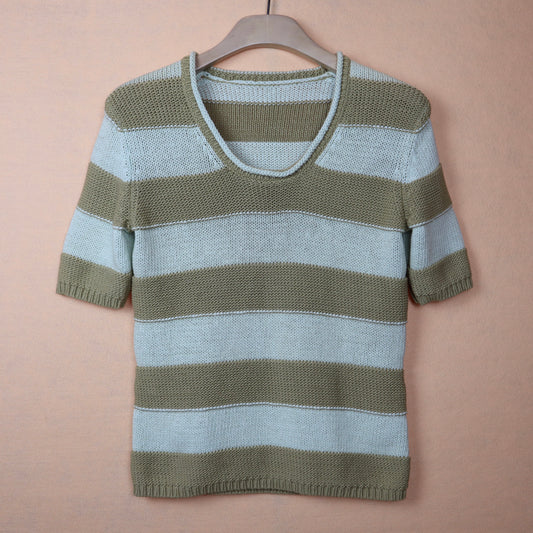 Mint and Beige Stripes Top