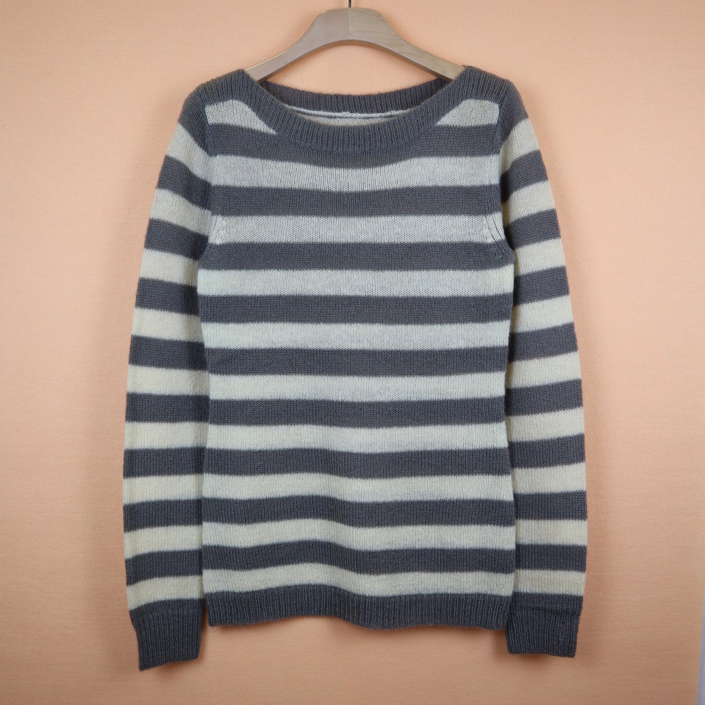 Mohair Grey and White Striped Sweater